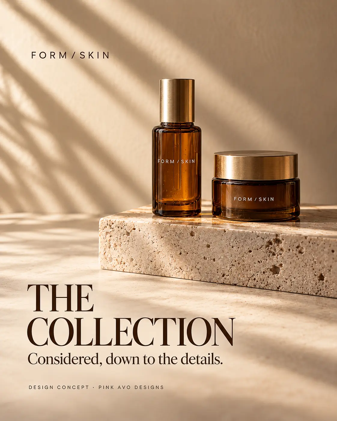 FORM / SKIN: The collection. Considered, down to the details. Skincare product design concept.